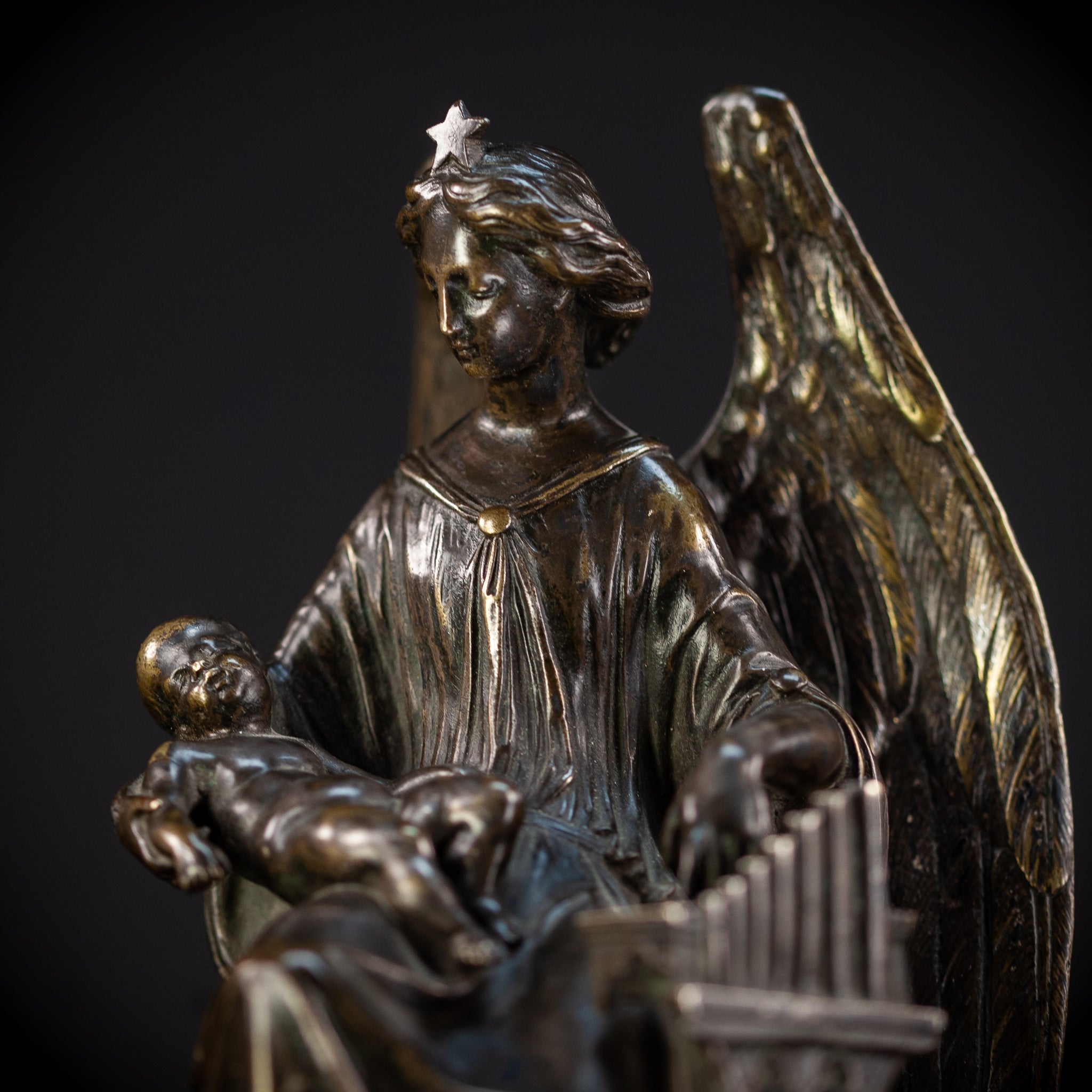 Archangel Guardian Bronze Sculpture 8.7" / 22 cm