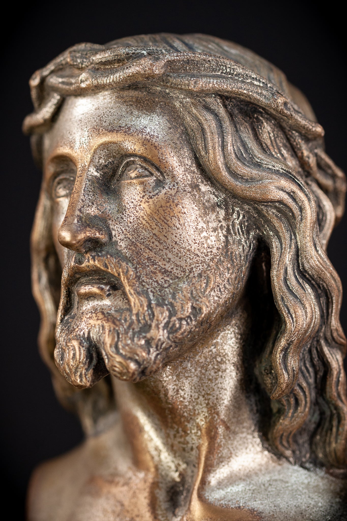 Ecce Homo Silver Plated Bronze Sculpture | Antique 10.8" / 27.5 cm