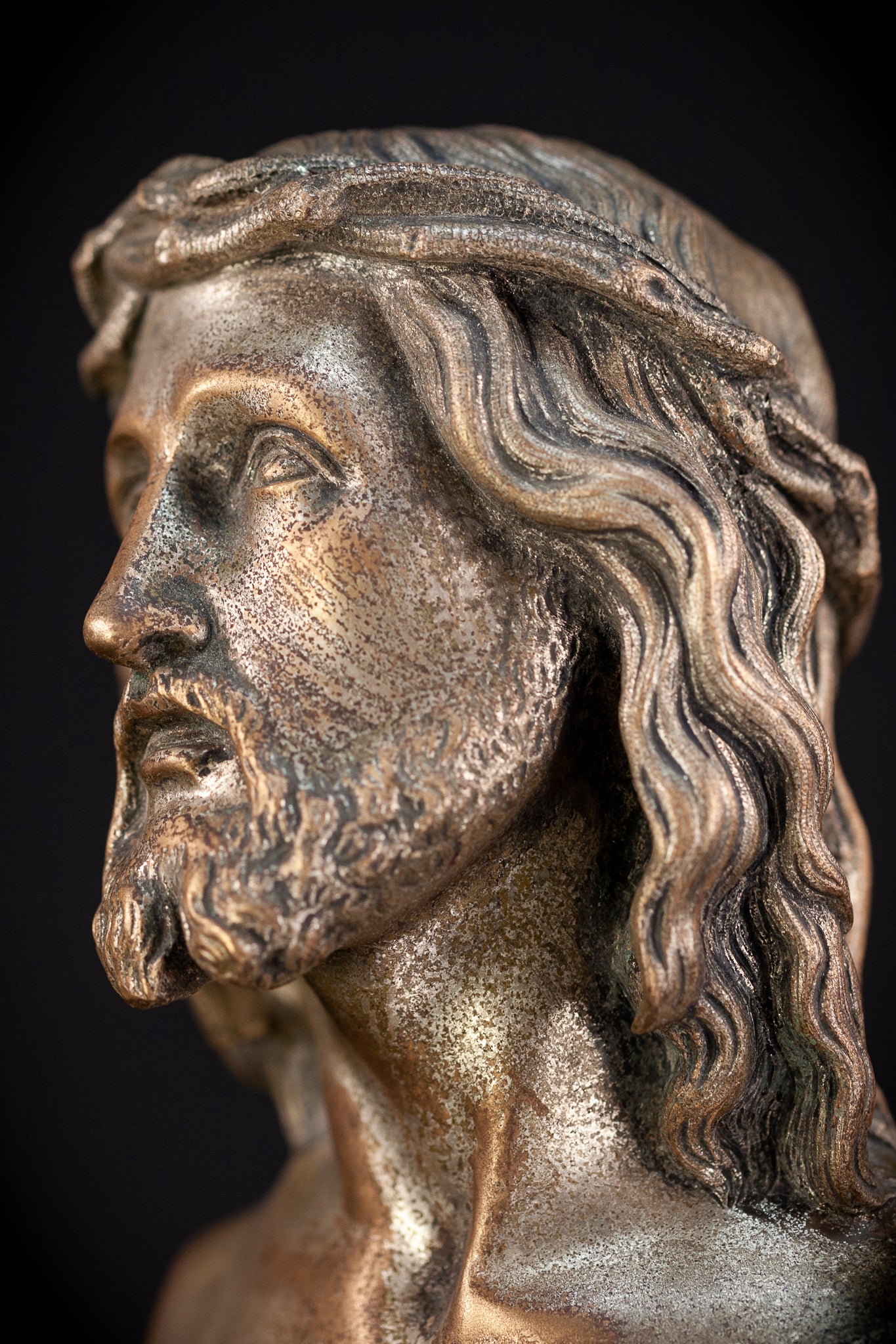 Ecce Homo Silver Plated Bronze Sculpture | Antique 10.8" / 27.5 cm