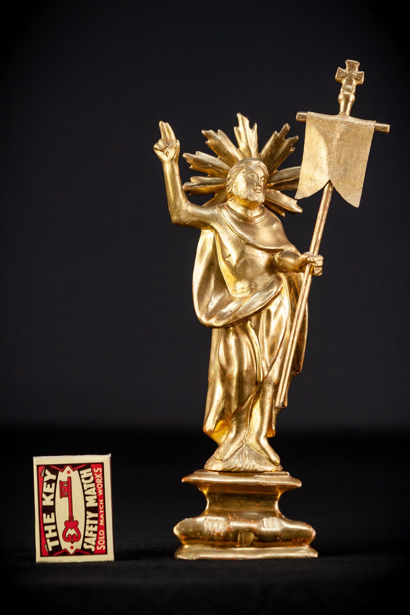 Ressurection of Jesus Gilt Wood Sculpture | 1700s Antique 10" / 24.5 cm