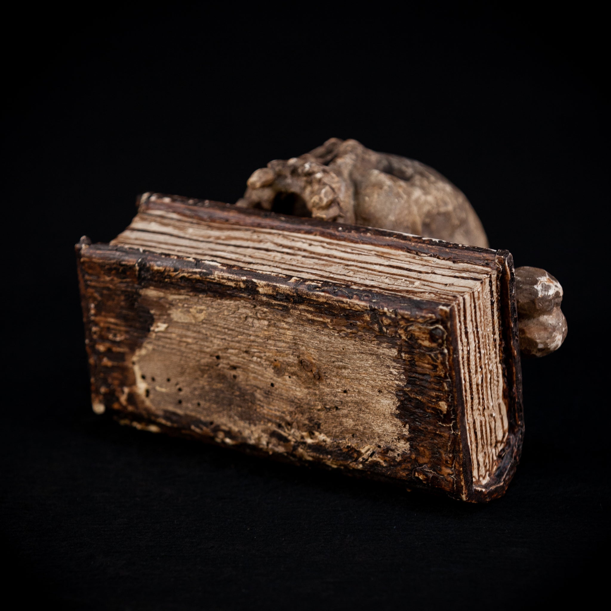 Memento Mori Wooden Sculpture | 1700s Antique 6.9" / 17.5 cm