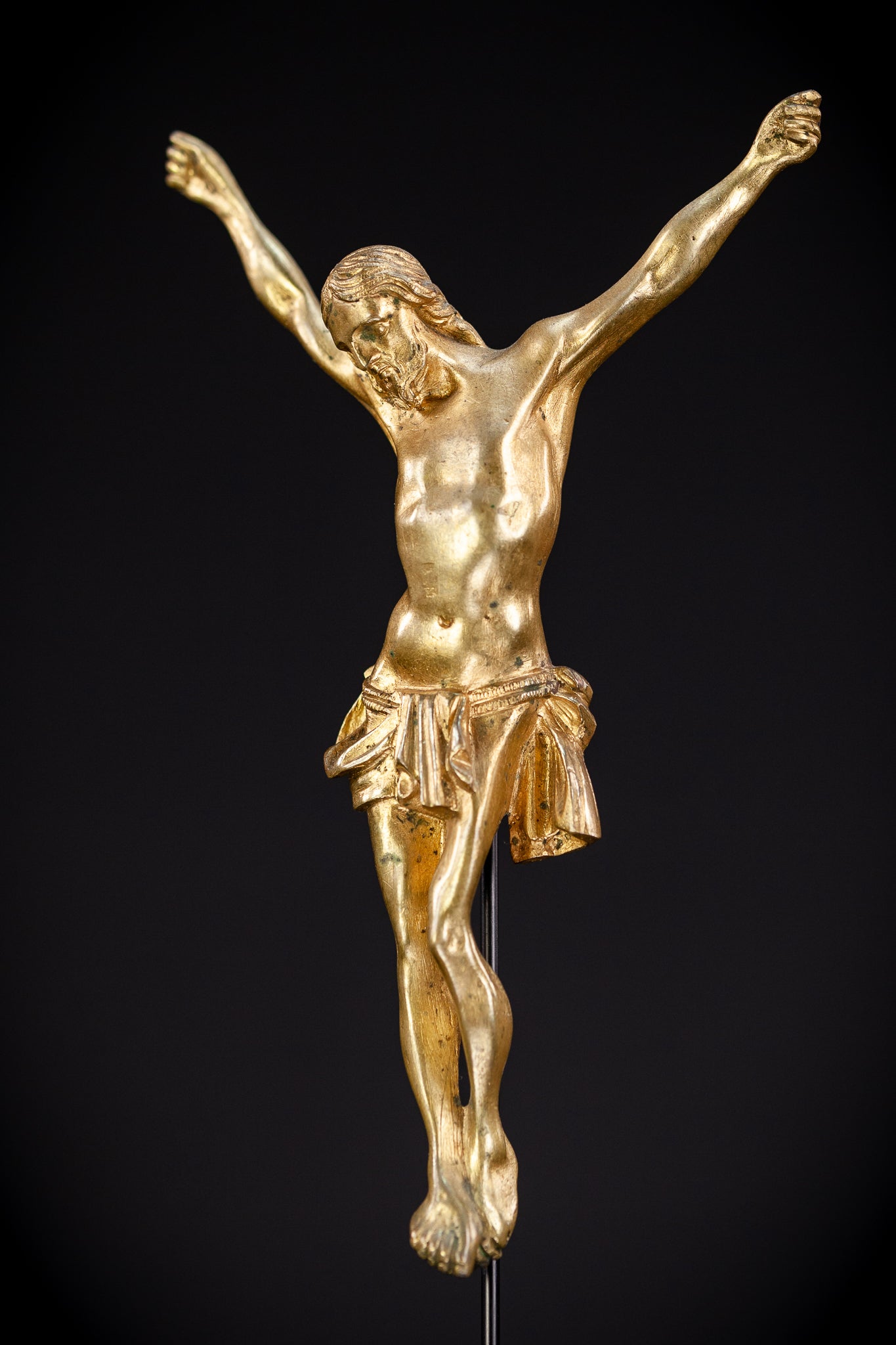 Corpus Christi Bronze Statue | 1800s Antique 8.1" / 20.5 cm