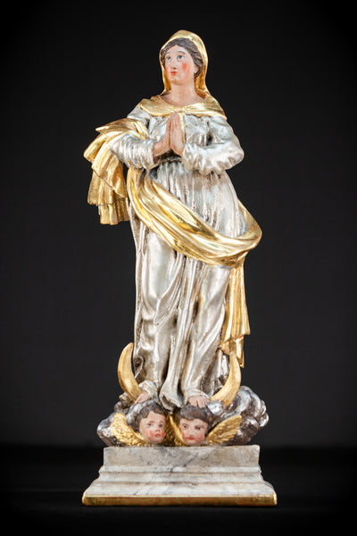 Virgin Mary Child Jesus Wooden Sculpture 1800s 19.3”