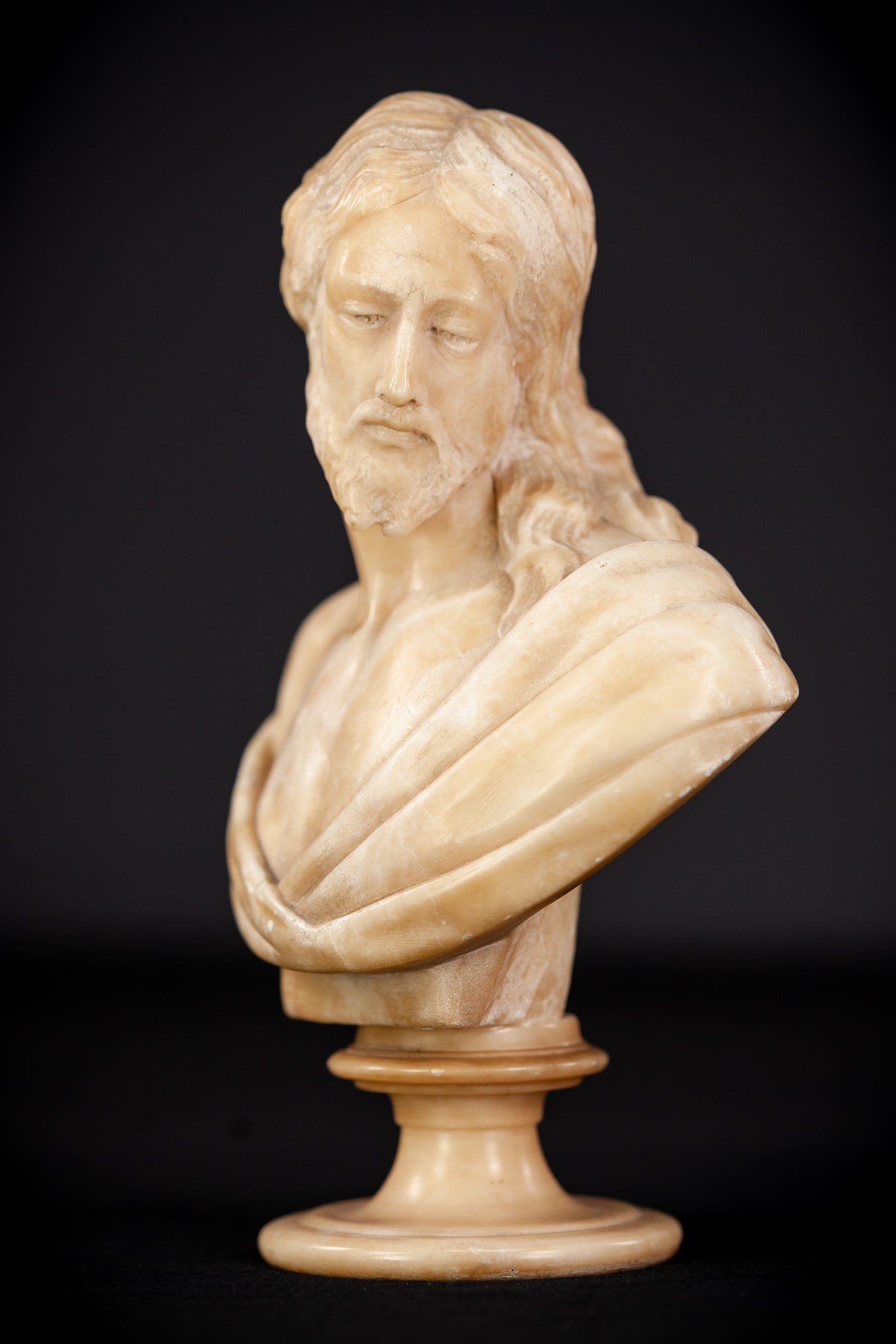 Ecce Homo Alabaster Sculpture | 1800s Antique 8.7"