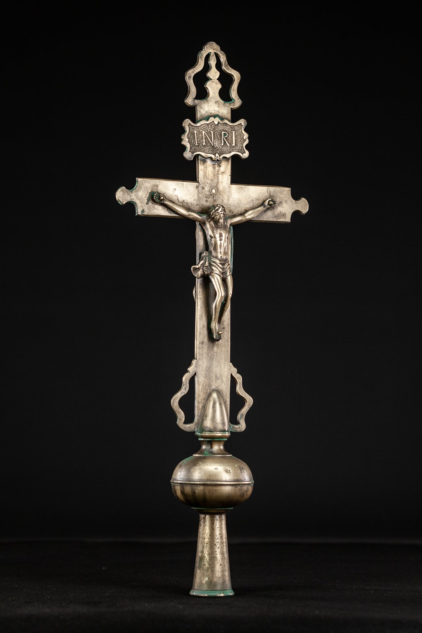 Crucifix Processional Bronze | RARE 16th Cent Antique Cross 22"