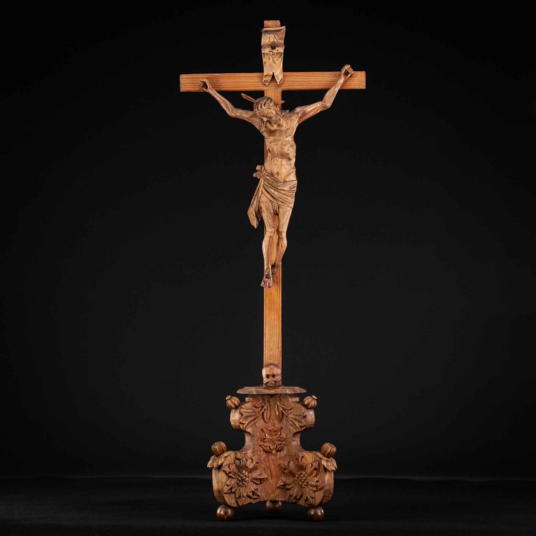 Altar Crucifix | Hell Base Jesus Christ 1600 Antique 20"