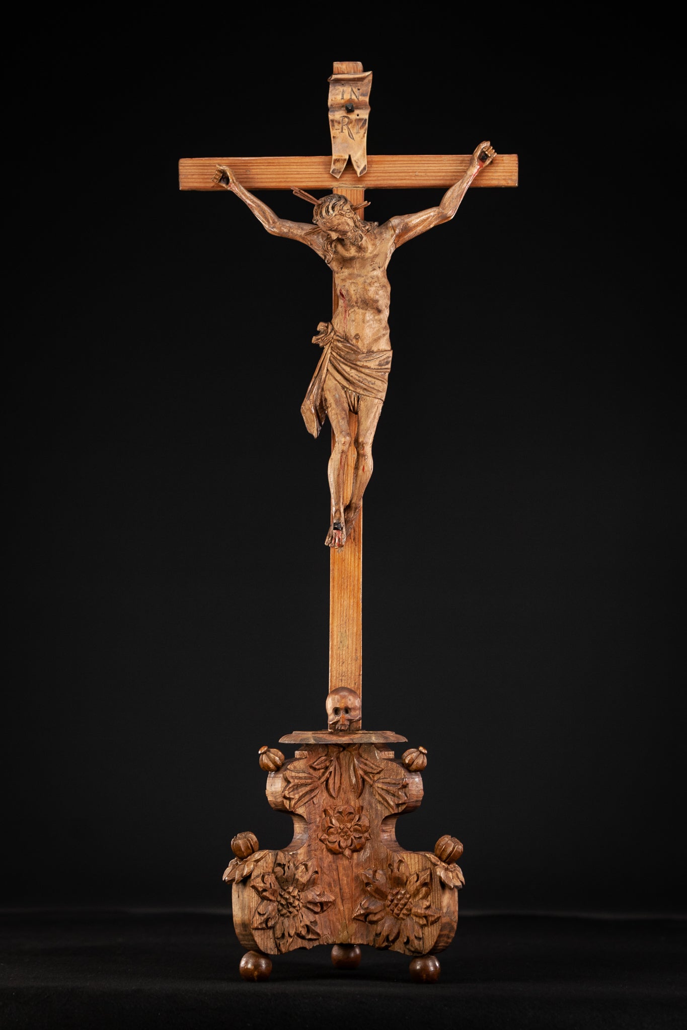 Altar Crucifix | Hell Base Jesus Christ 1600 Antique 20"