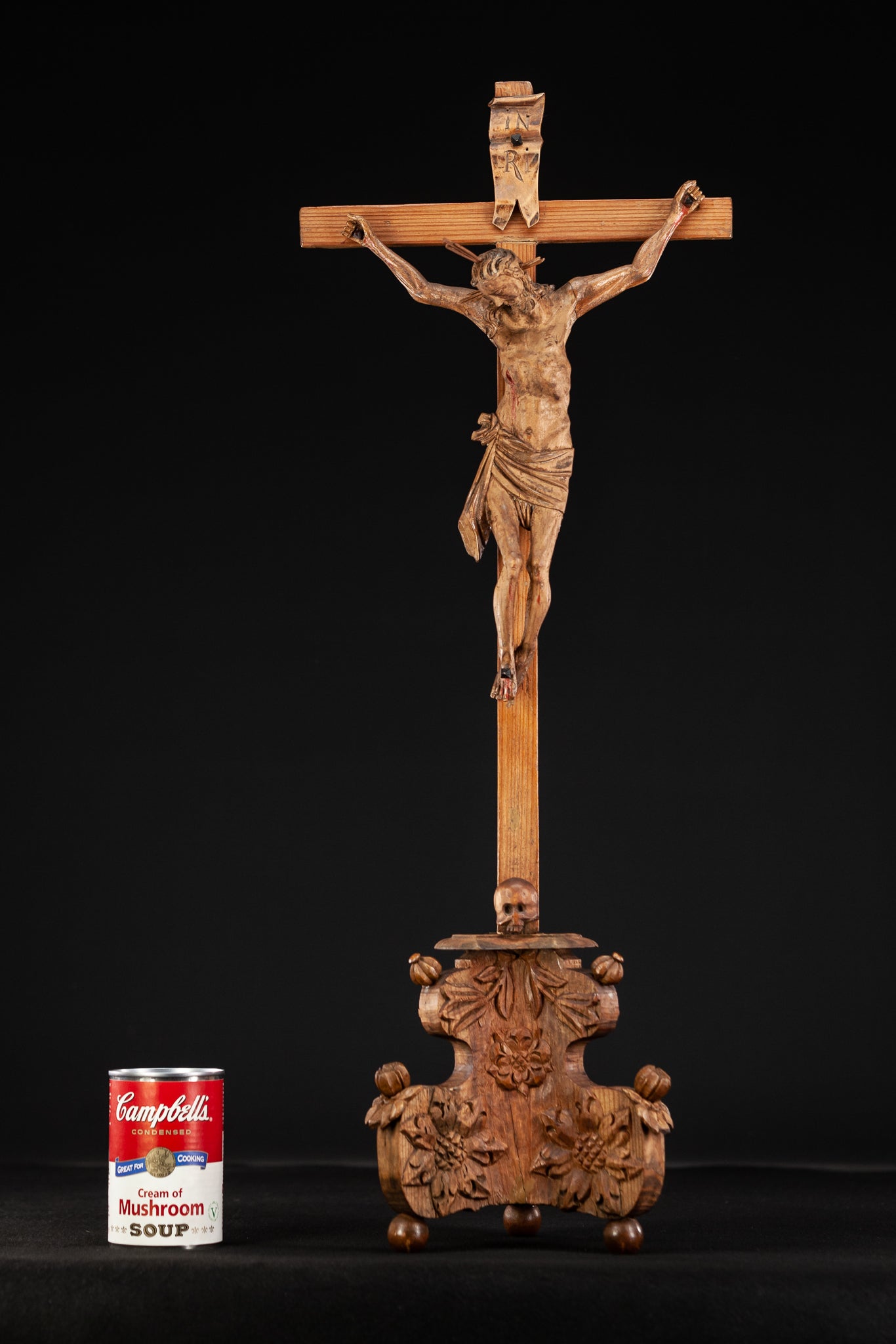 Altar Crucifix | Hell Base Jesus Christ 1600 Antique 20"