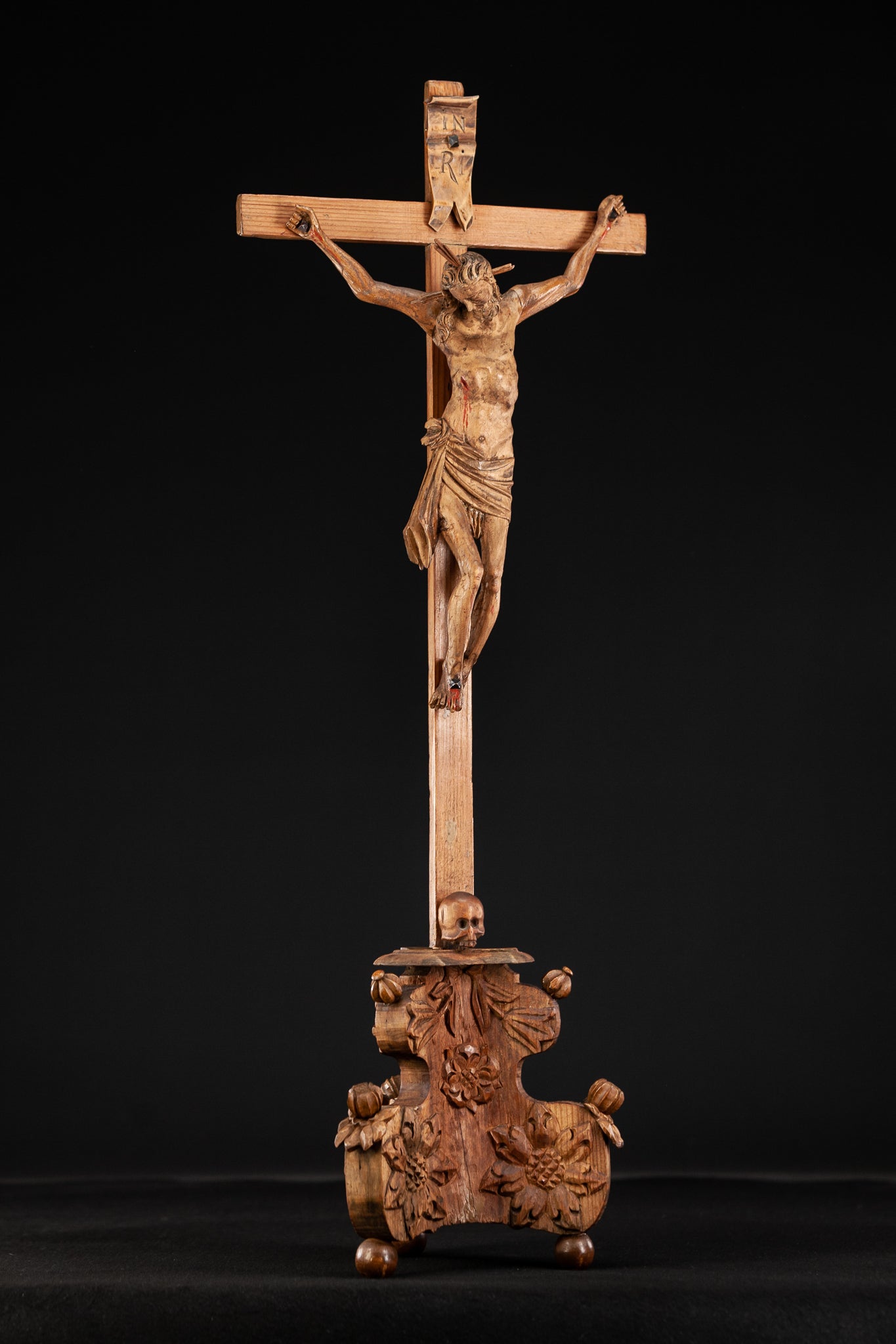 Altar Crucifix | Hell Base Jesus Christ 1600 Antique 20"