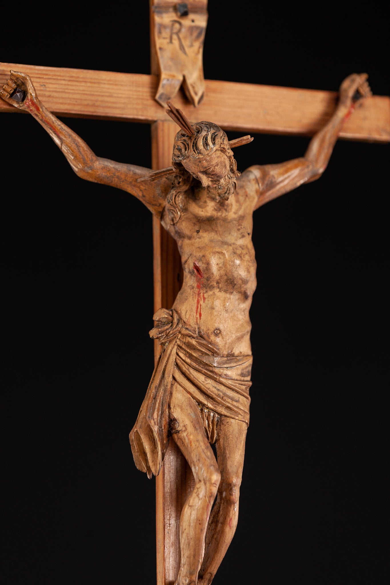 Altar Crucifix | Hell Base Jesus Christ 1600 Antique 20"