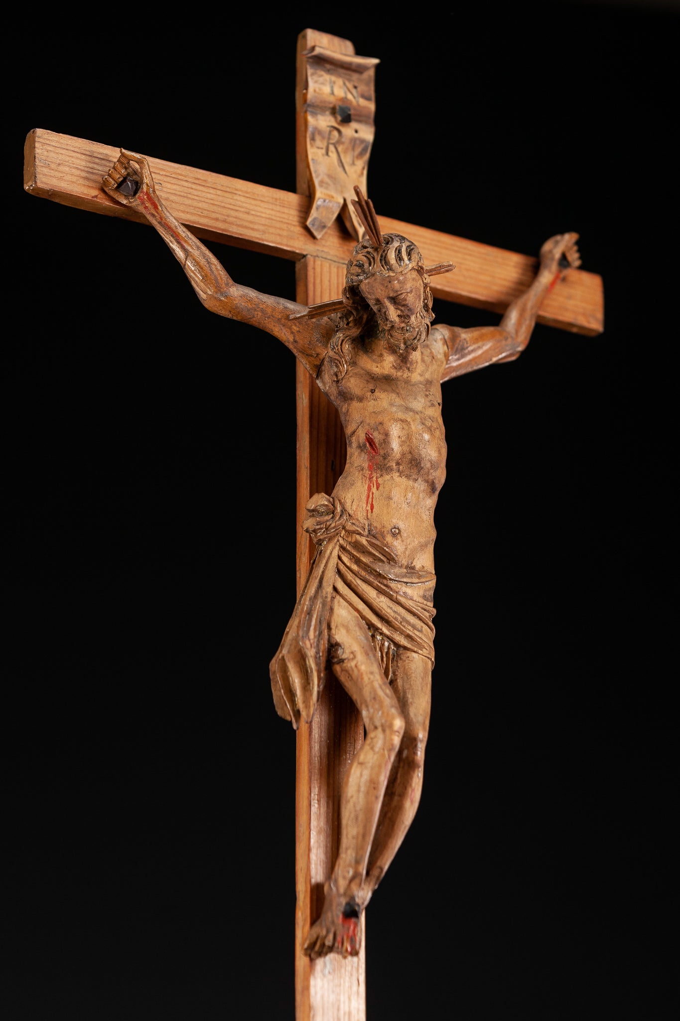 Altar Crucifix | Hell Base Jesus Christ 1600 Antique 20"