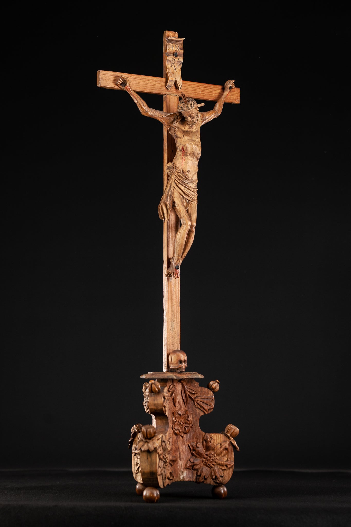 Altar Crucifix | Hell Base Jesus Christ 1600 Antique 20"