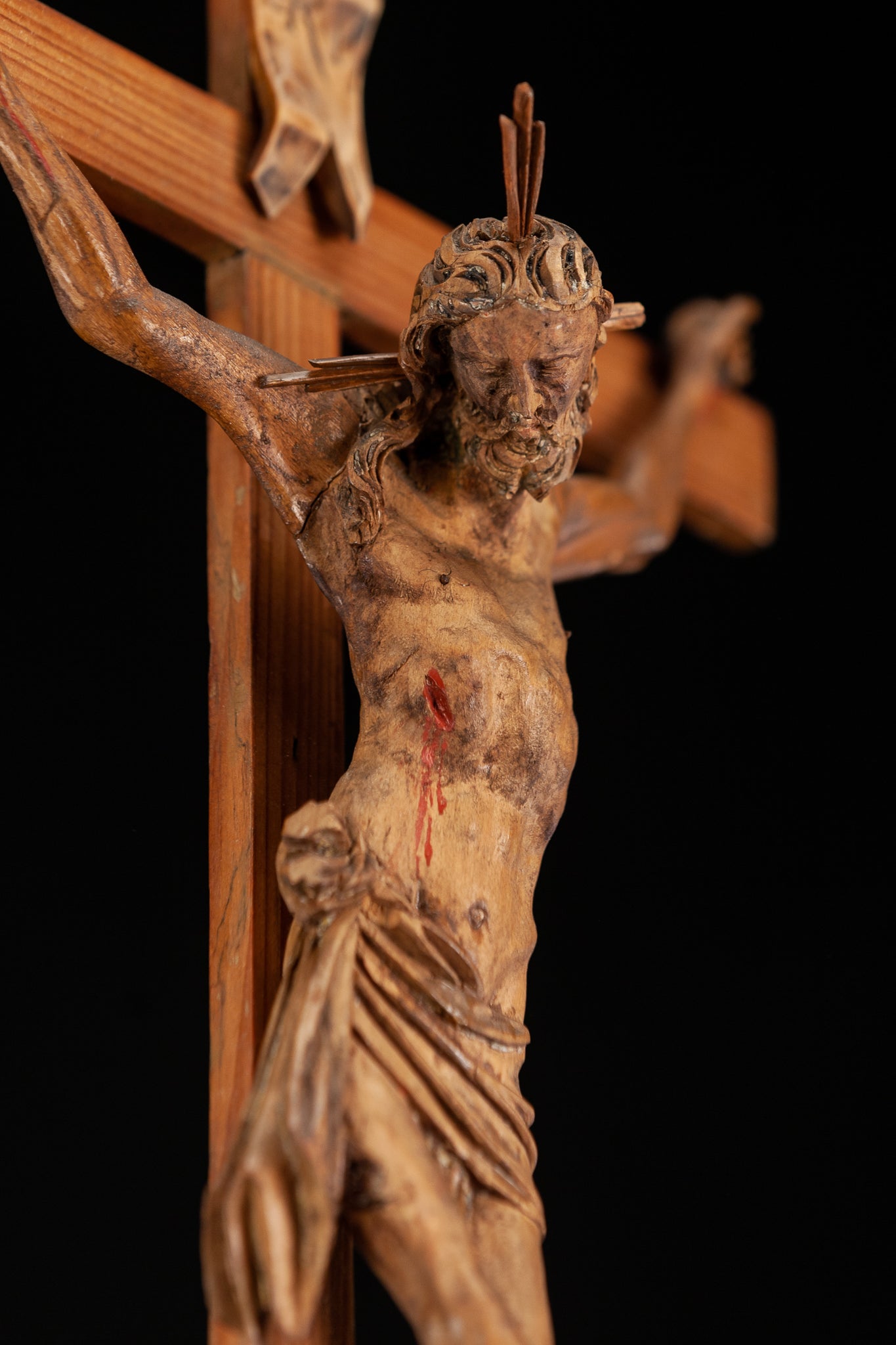 Altar Crucifix | Hell Base Jesus Christ 1600 Antique 20"