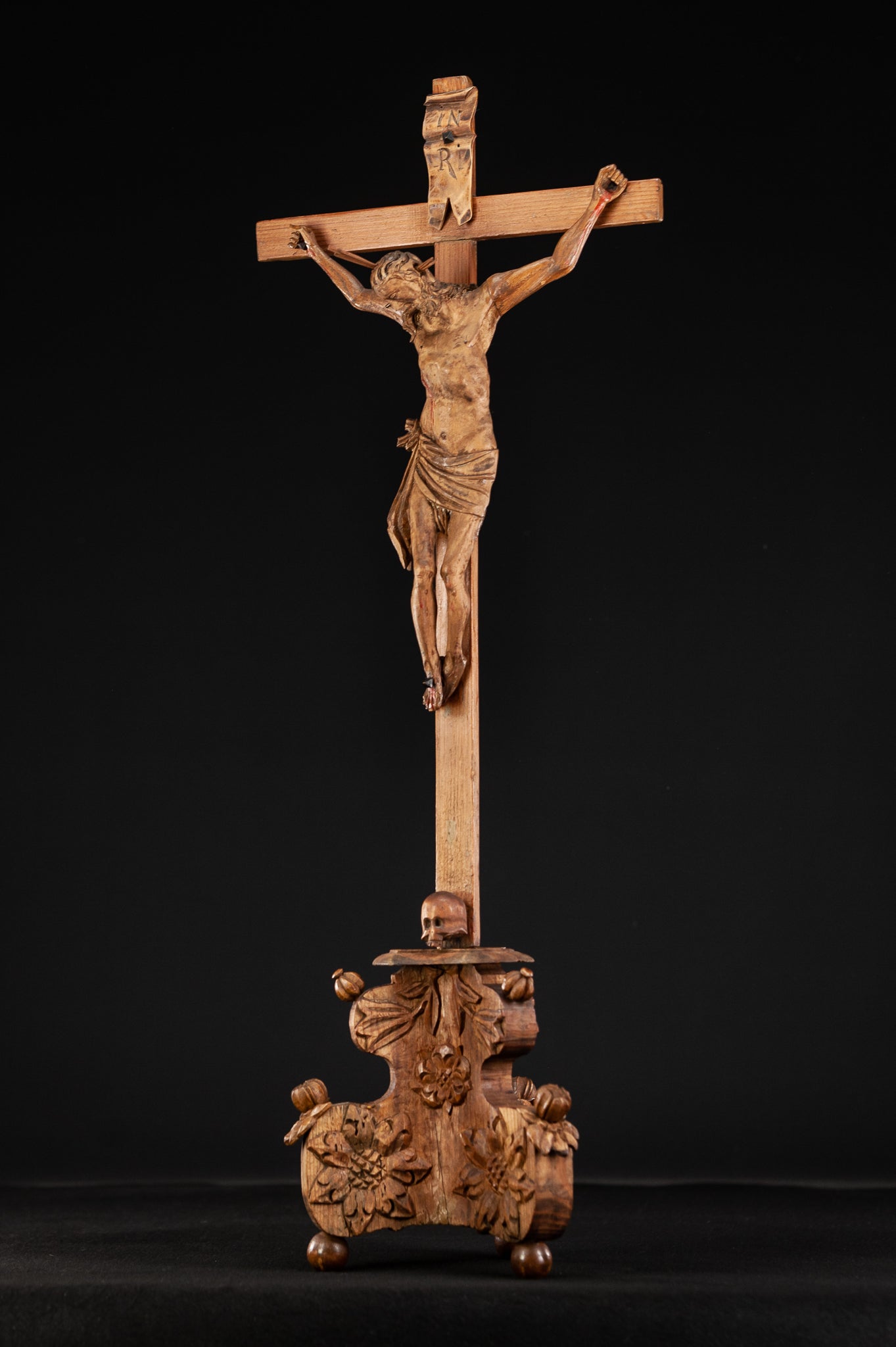 Altar Crucifix | Hell Base Jesus Christ 1600 Antique 20"