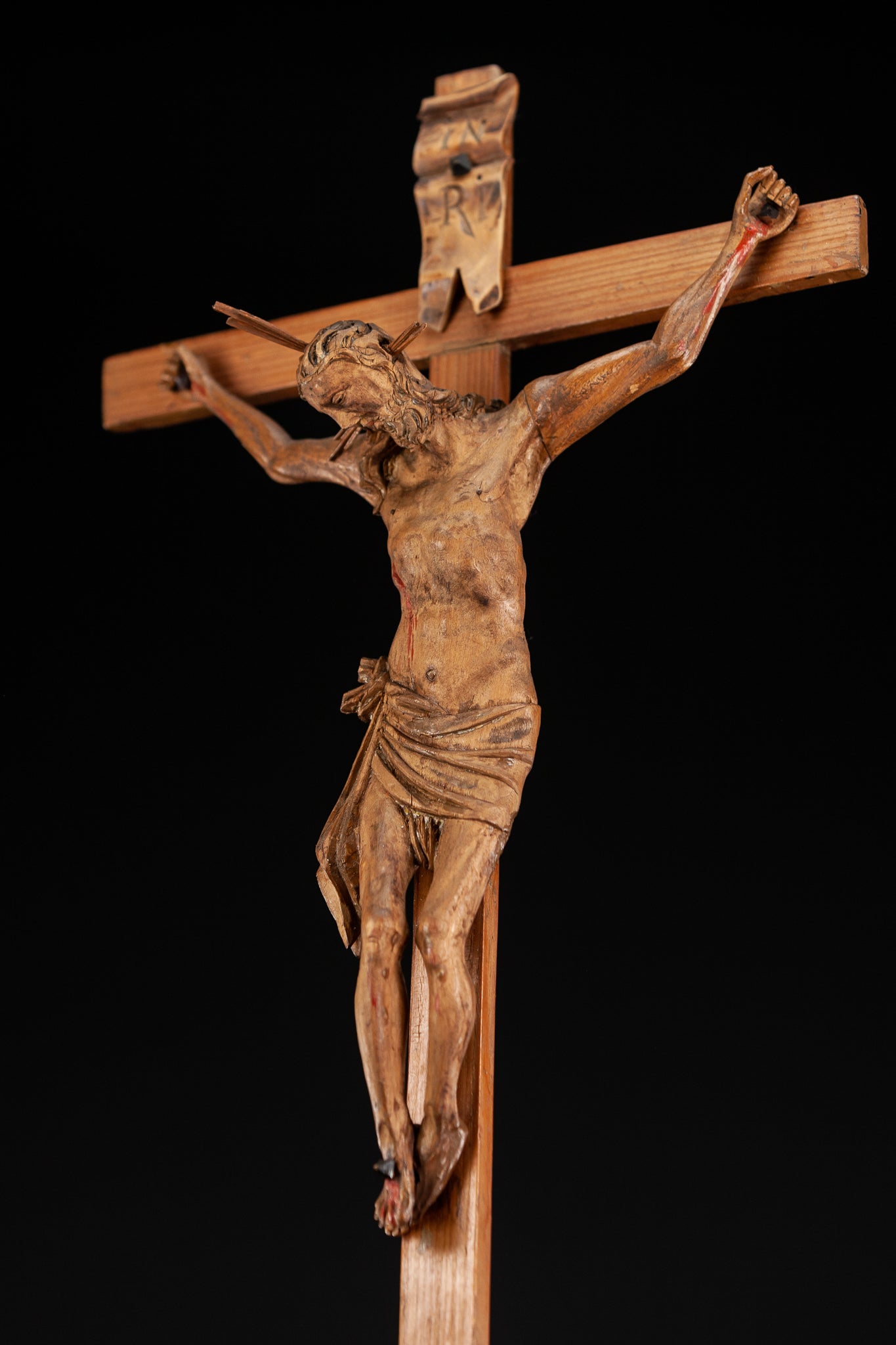 Altar Crucifix | Hell Base Jesus Christ 1600 Antique 20"