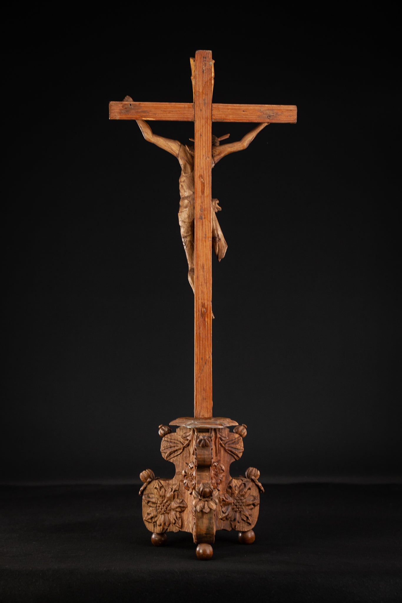 Altar Crucifix | Hell Base Jesus Christ 1600 Antique 20"