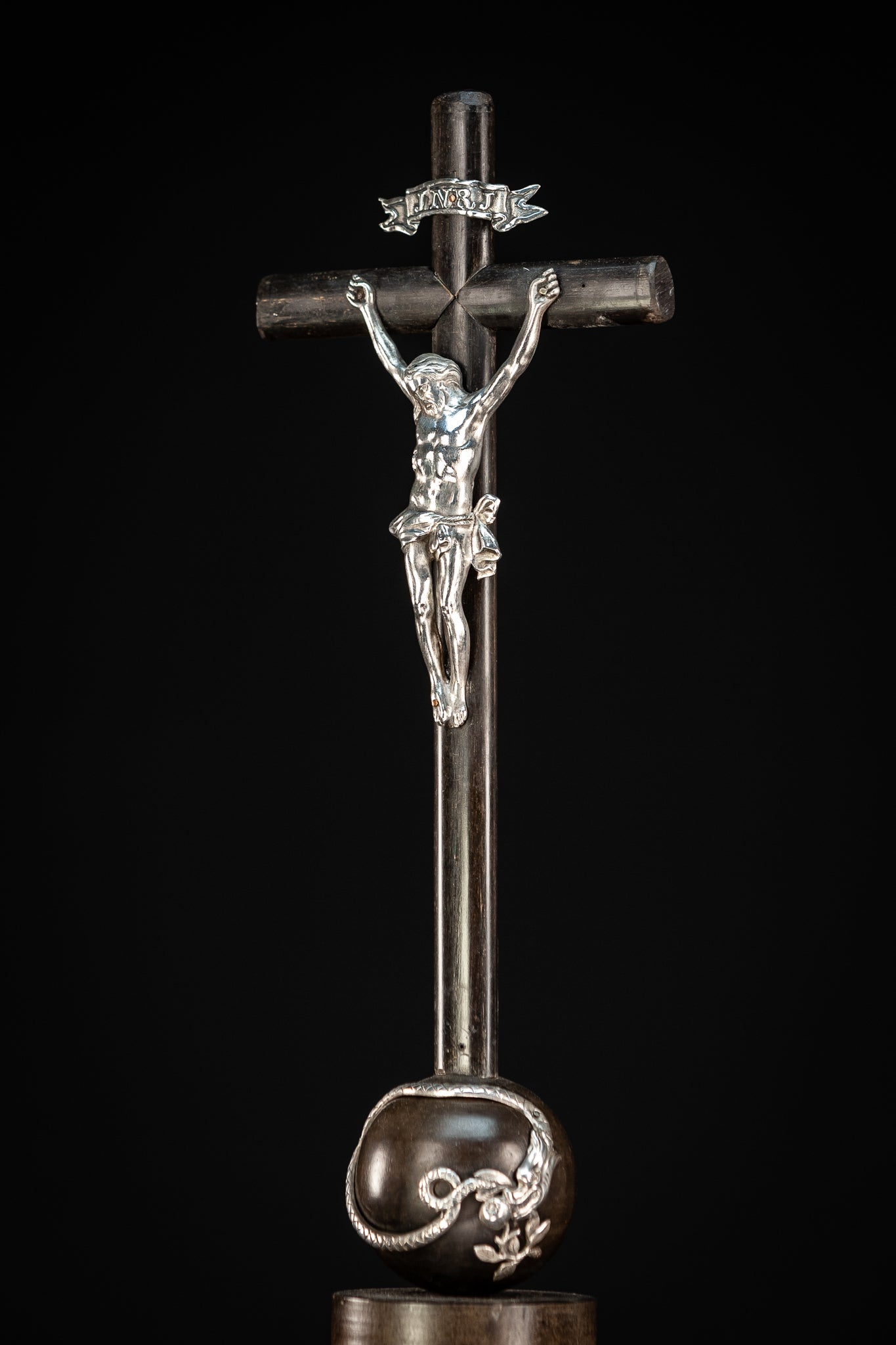 Altar Crucifix 1800s | Solid Silver Jesus Christ 18.1"