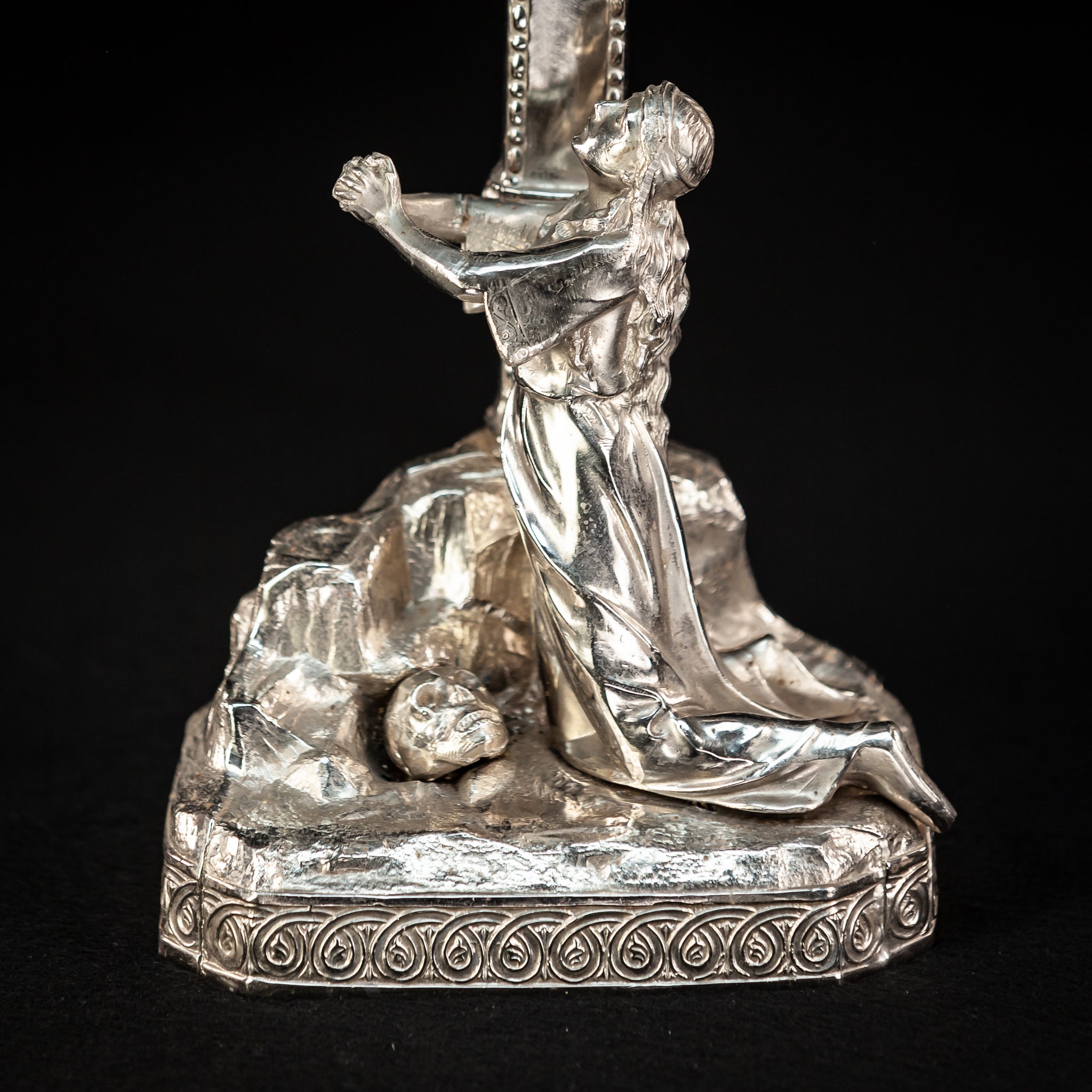 Altar Crucifix | Silvered Metal  | 16.3” / 41.5 cm