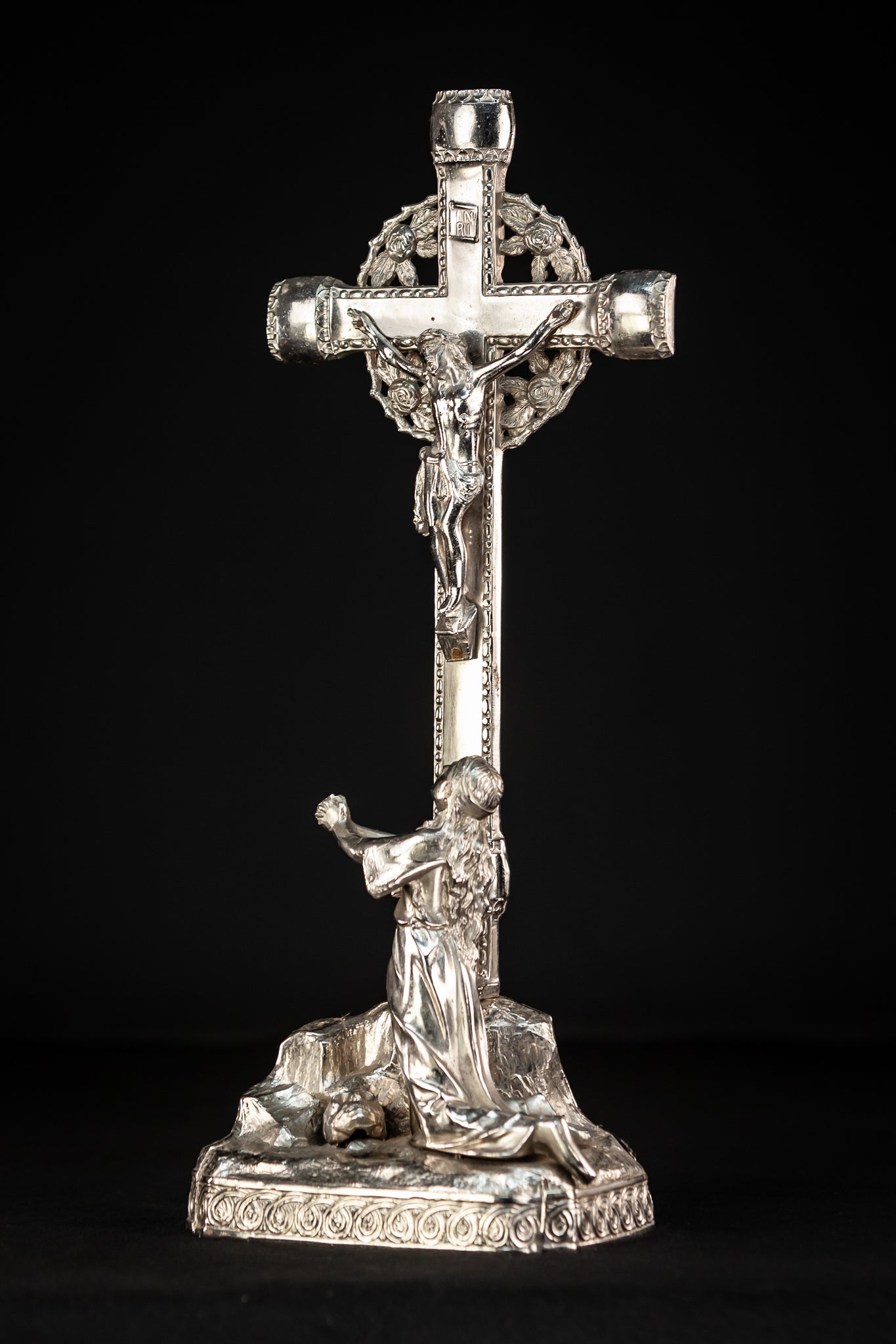 Altar Crucifix | Silvered Metal  | 16.3” / 41.5 cm