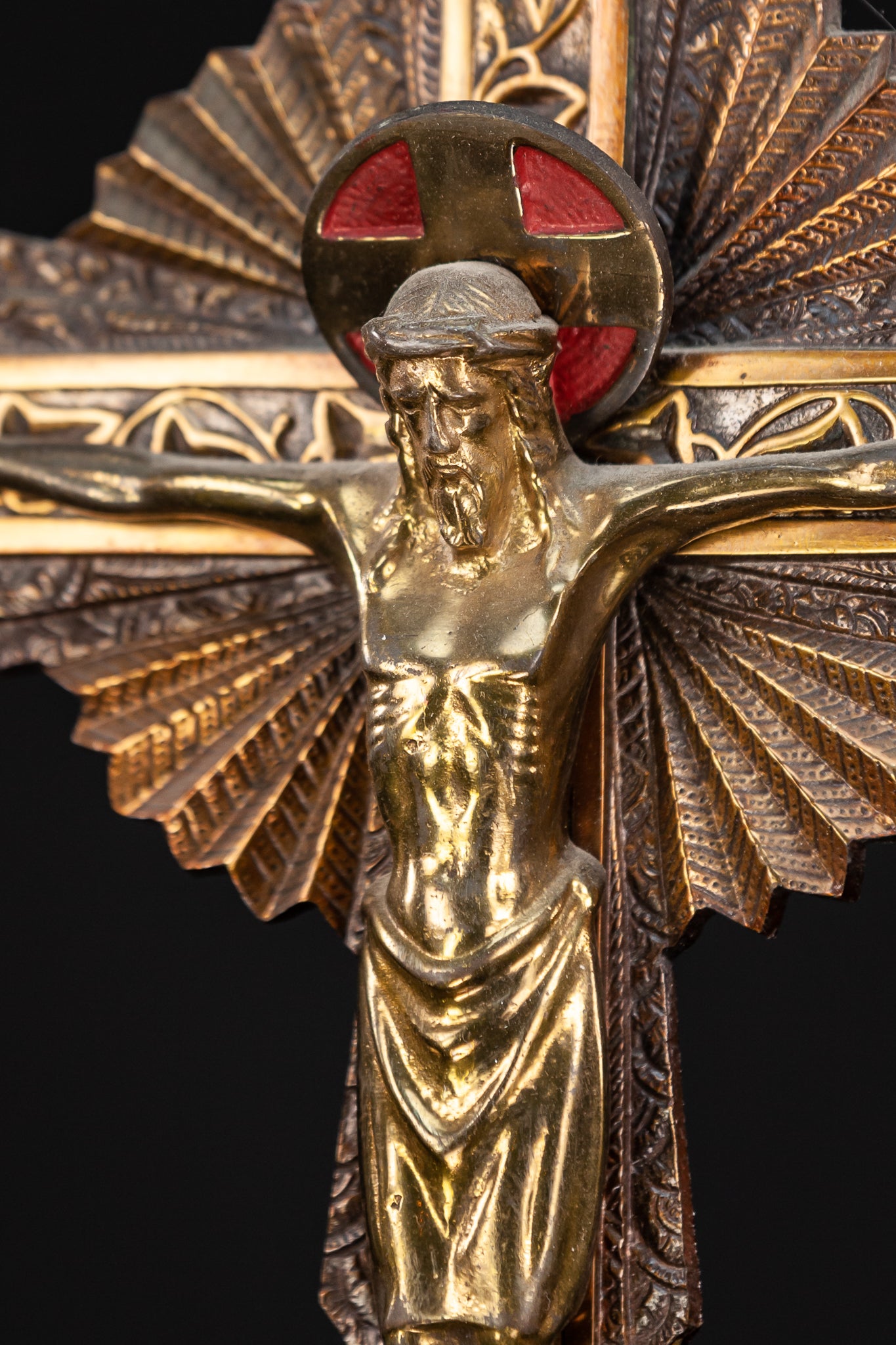 Crucifix Wall Art Deco Bronze Cross 15.6"