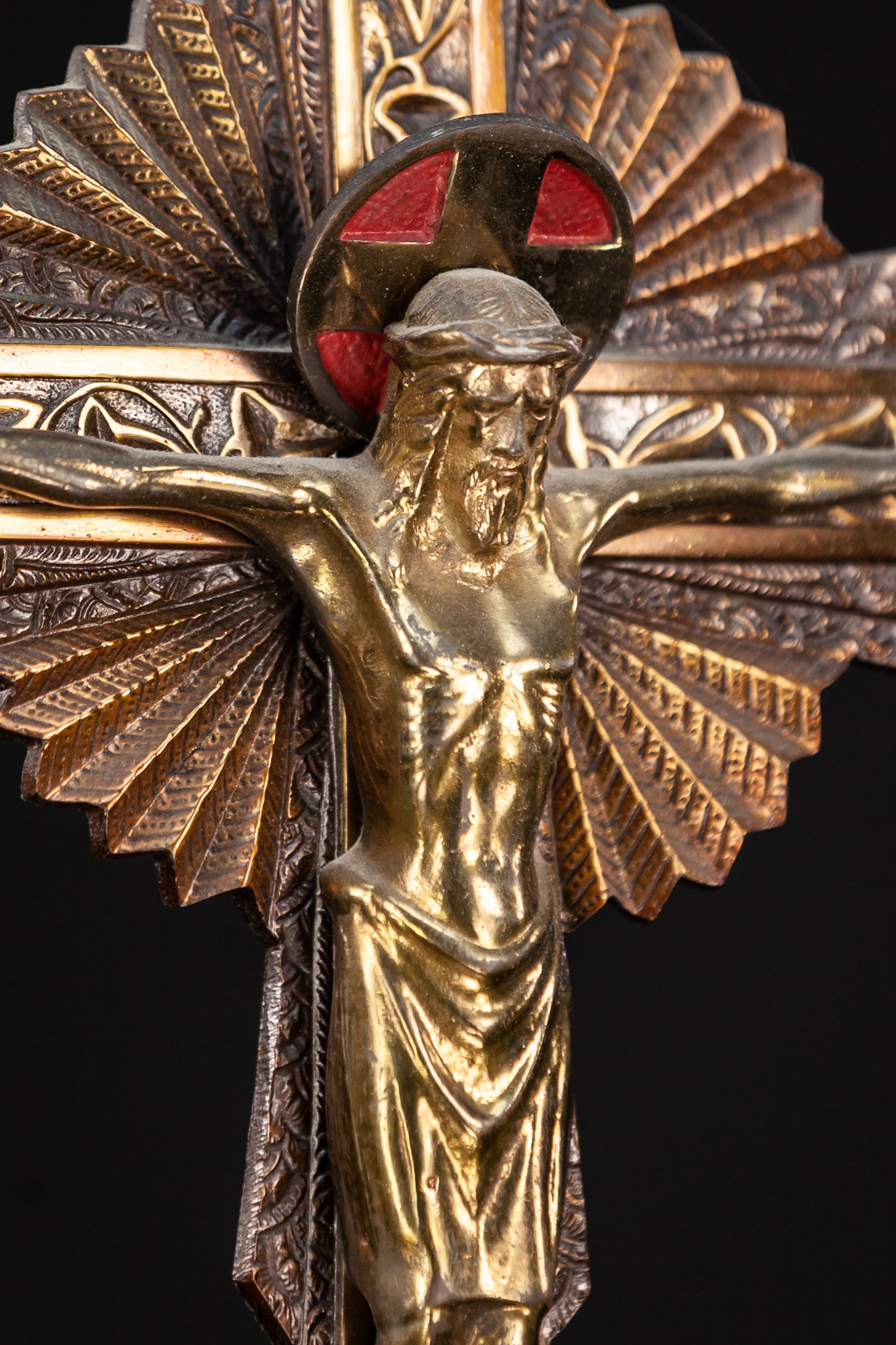 Crucifix Wall Art Deco Bronze Cross 15.6"