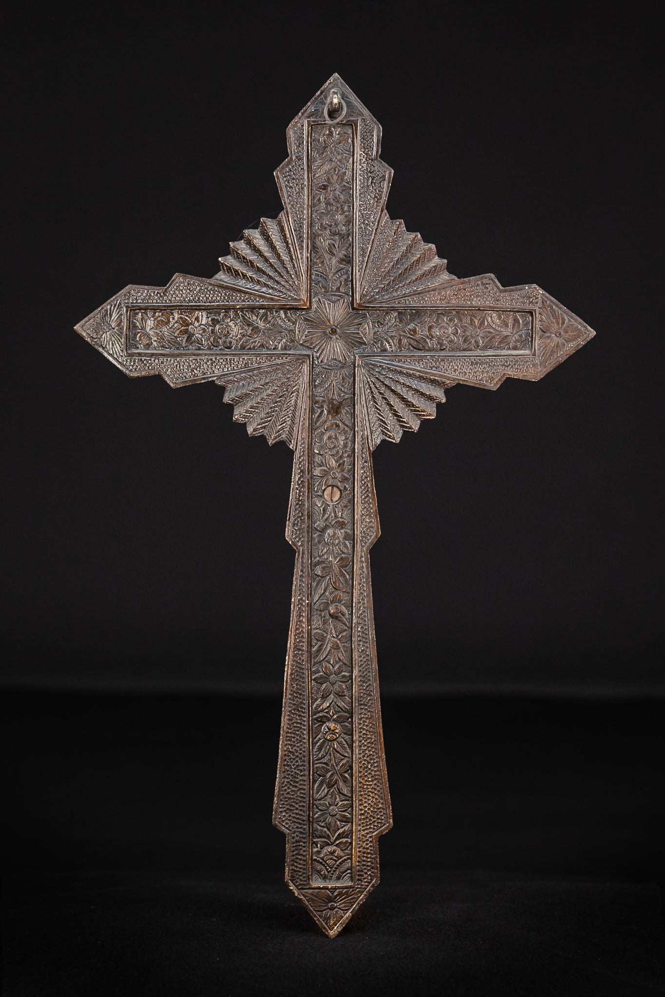 Crucifix Wall Art Deco Bronze Cross 15.6"