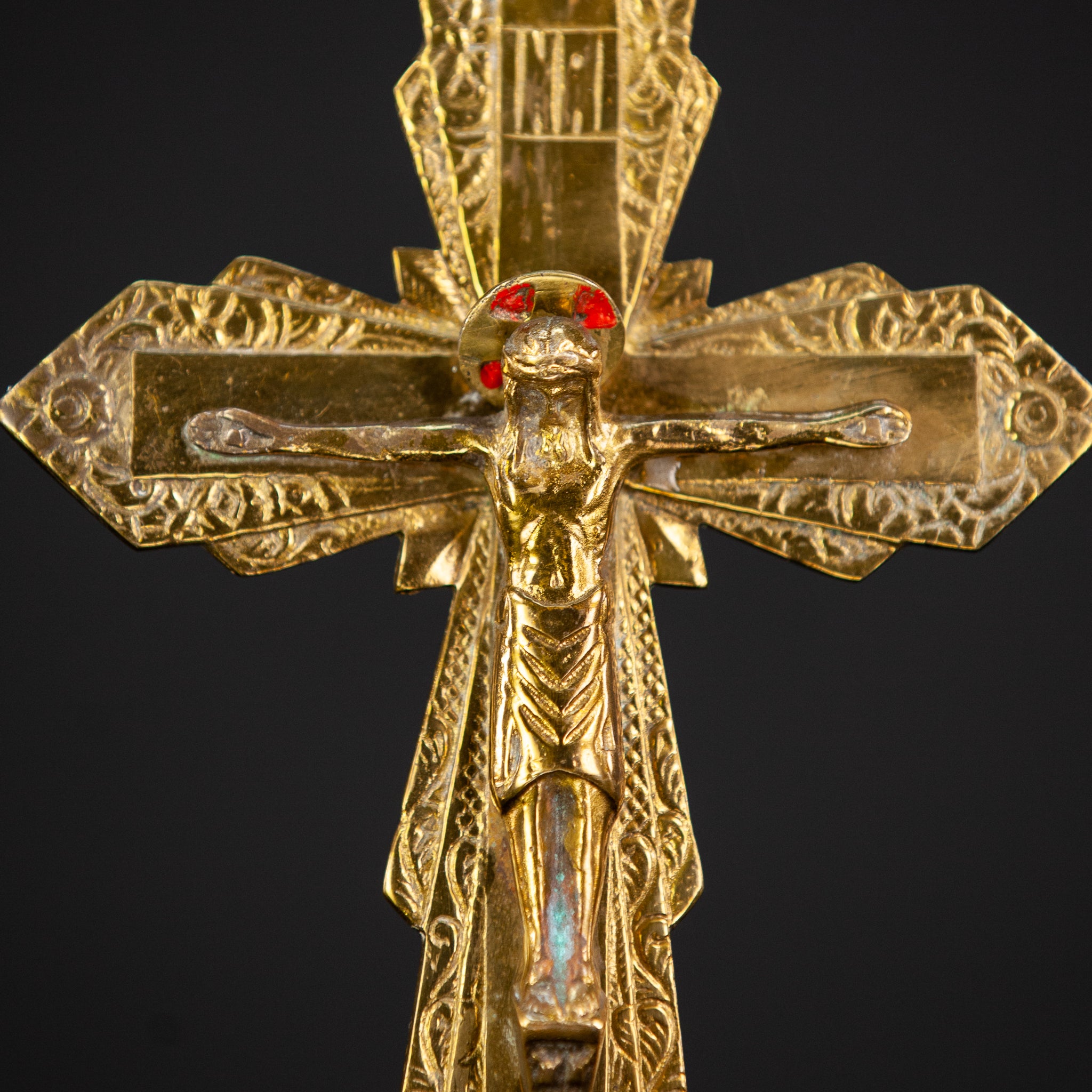 Crucifix Wall | Art Deco Bronze Cross | 8.3"