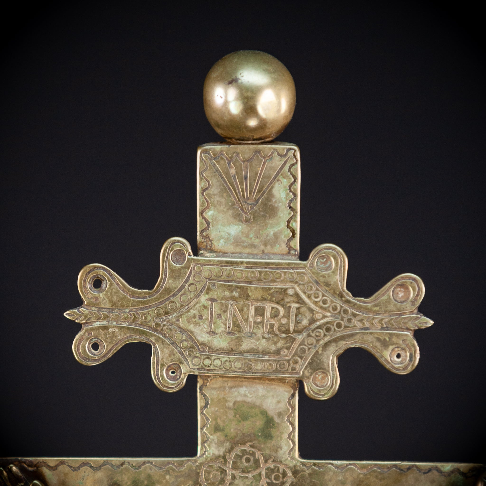 Renaissance Bronze Altar Crucifix | 1600s Antique 20.9" / 53 cm
