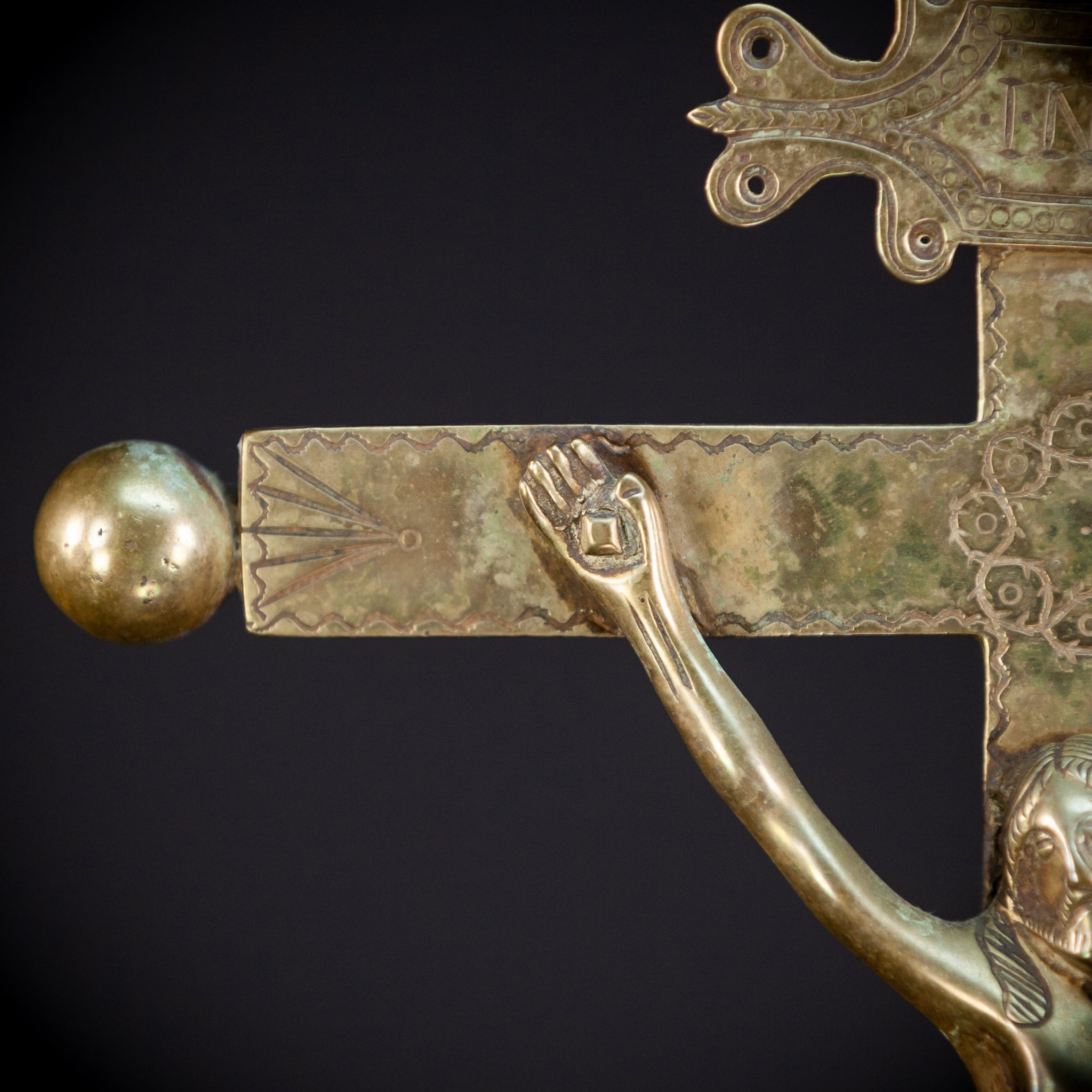 Renaissance Bronze Altar Crucifix | 1600s Antique 20.9" / 53 cm