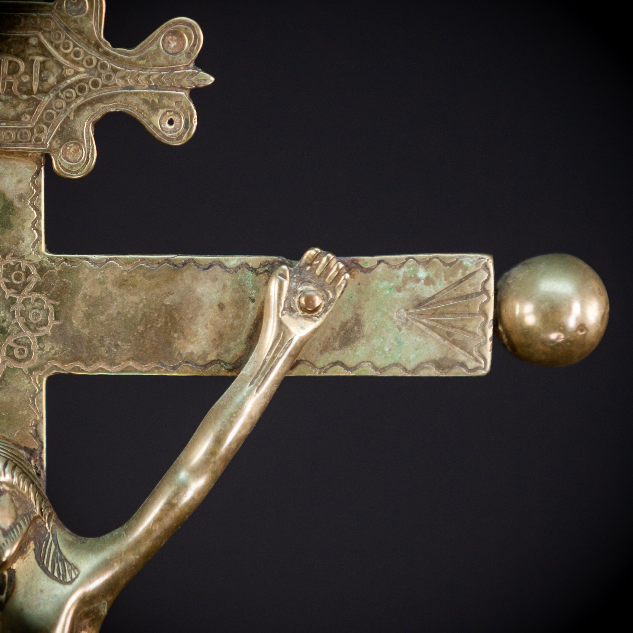 Renaissance Bronze Altar Crucifix | 1600s Antique 20.9" / 53 cm