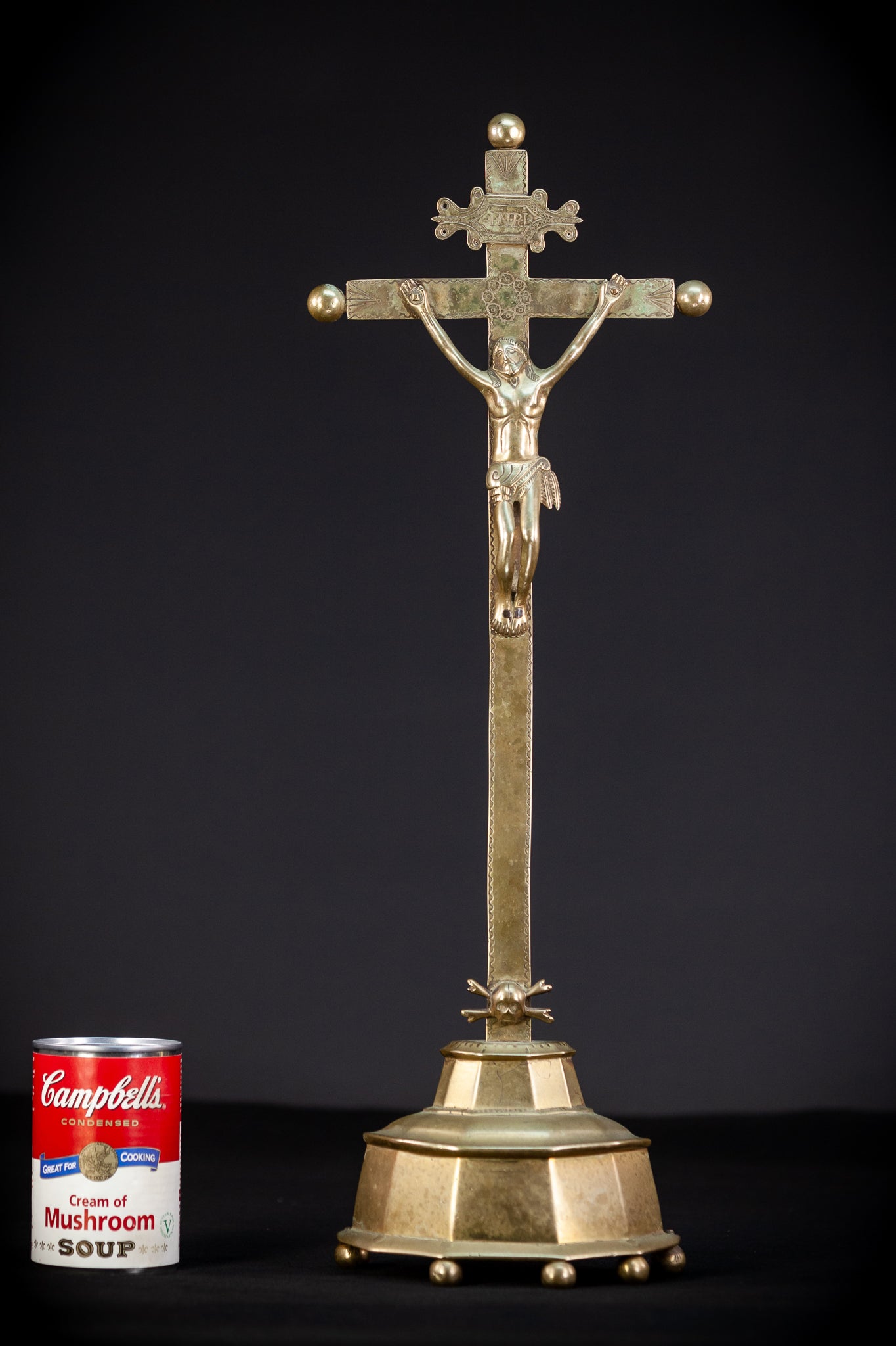 Renaissance Bronze Altar Crucifix | 1600s Antique 20.9" / 53 cm