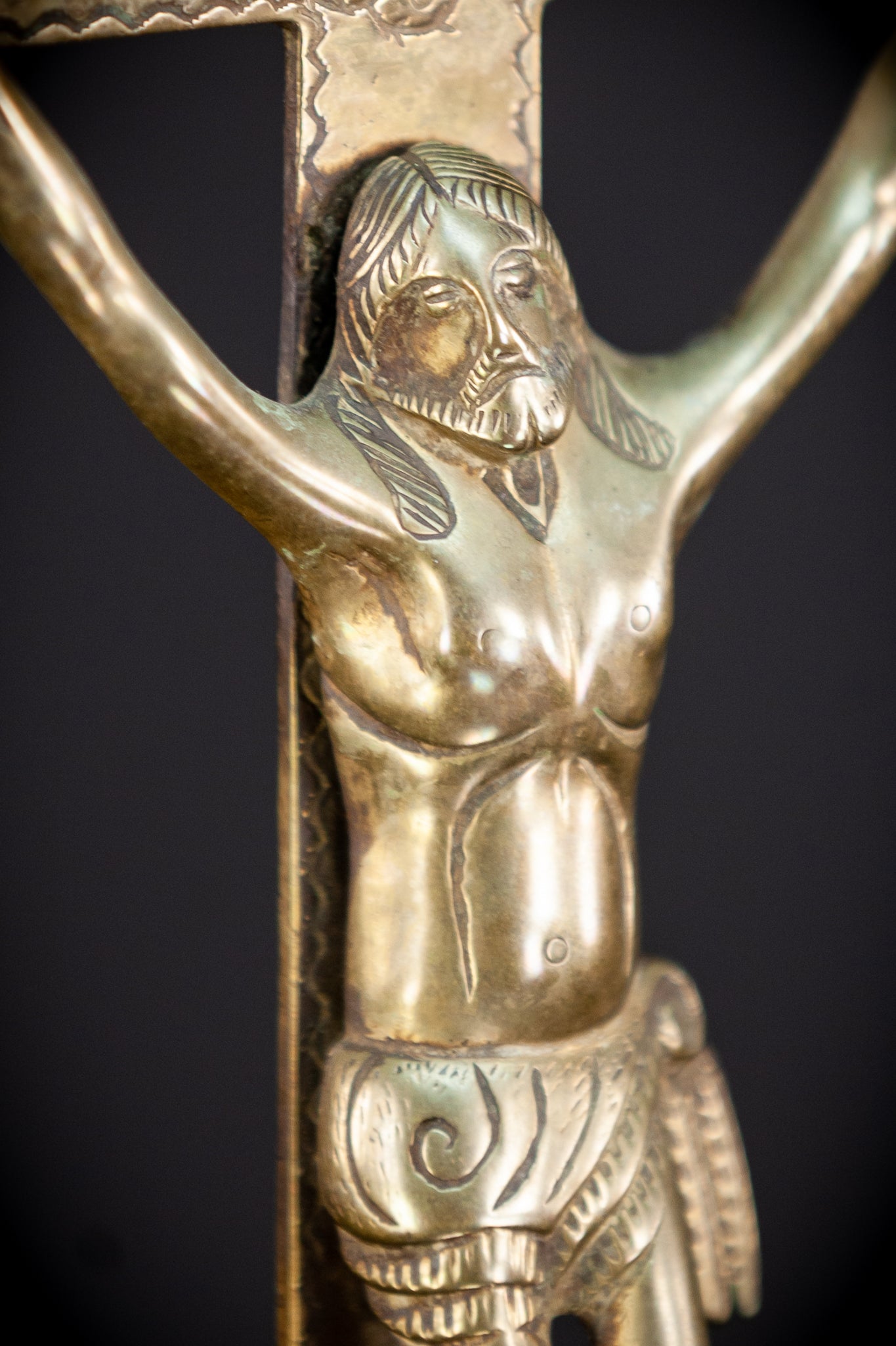 Renaissance Bronze Altar Crucifix | 1600s Antique 20.9" / 53 cm