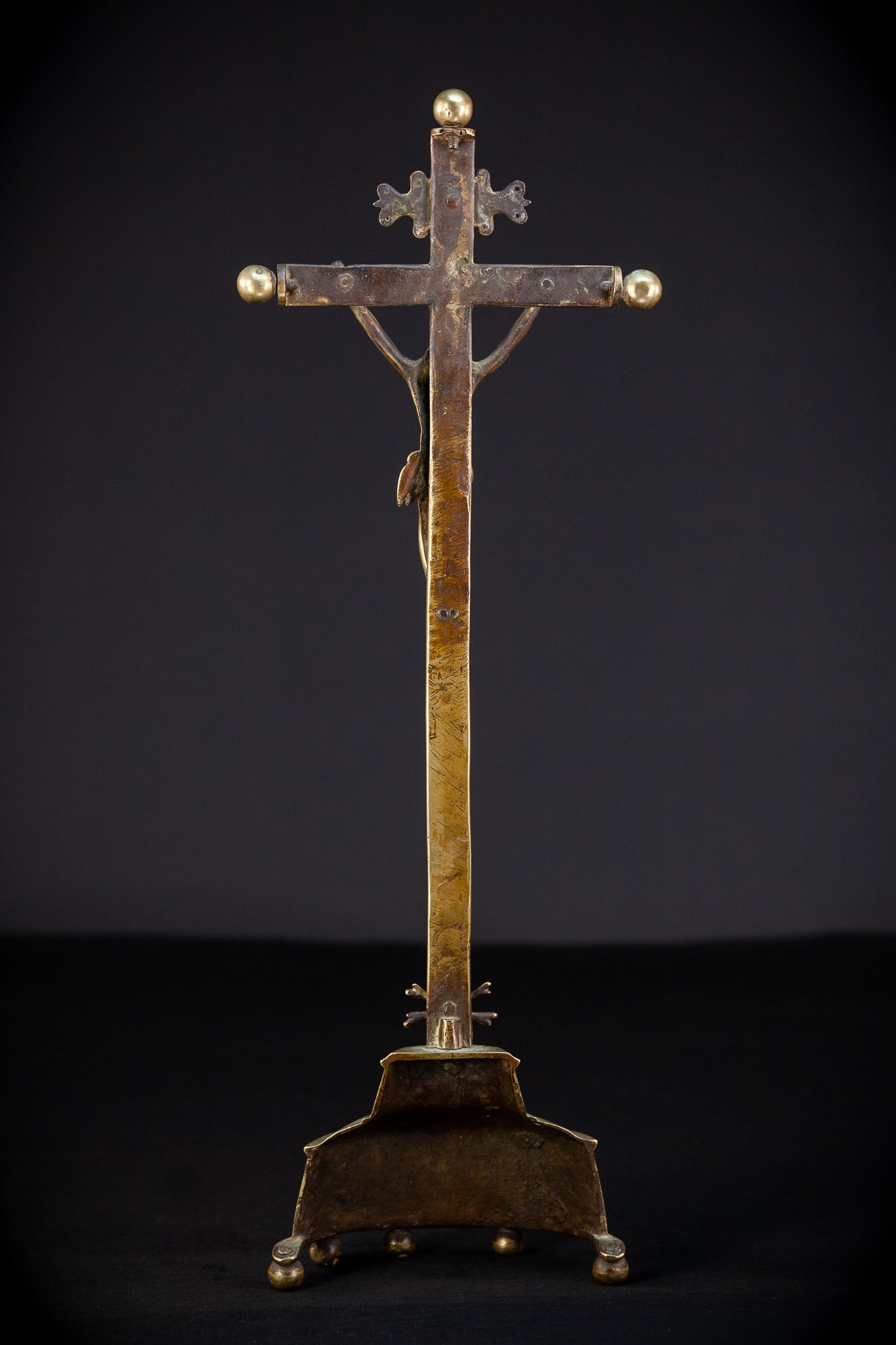 Renaissance Bronze Altar Crucifix | 1600s Antique 20.9" / 53 cm