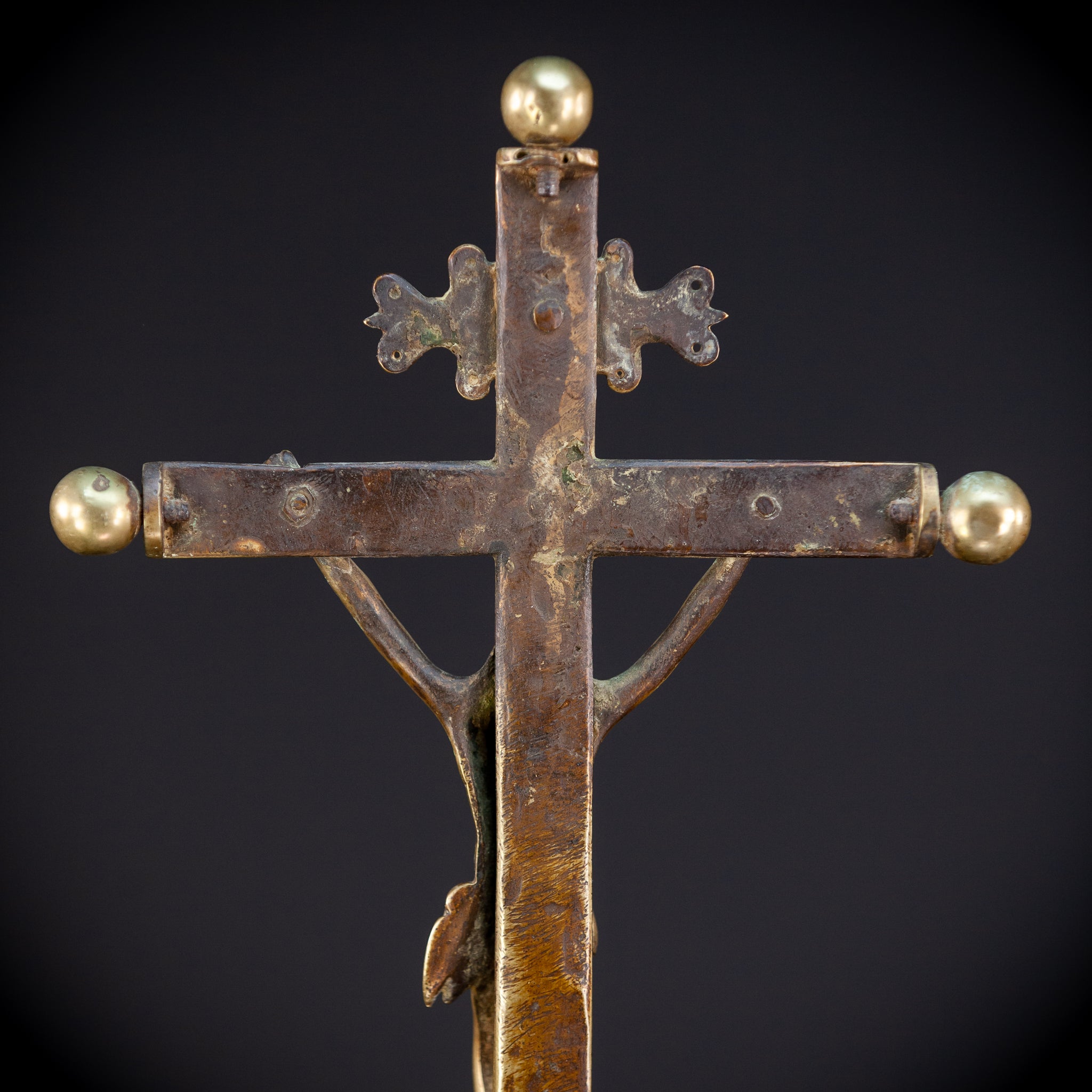 Renaissance Bronze Altar Crucifix | 1600s Antique 20.9" / 53 cm