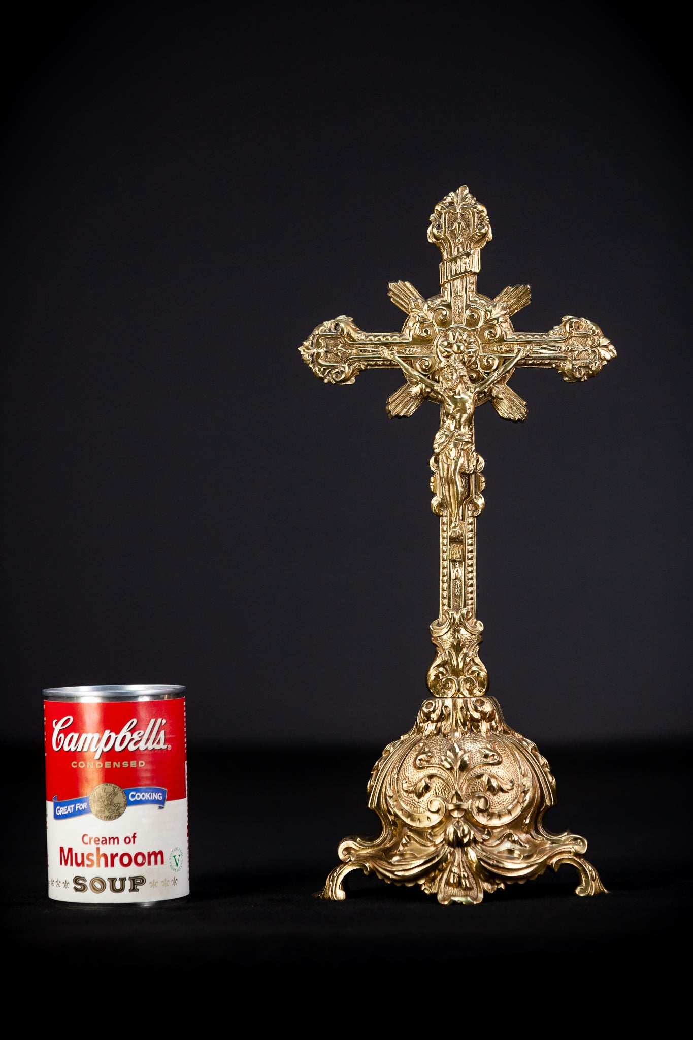 Gilded Bronze Altar Crucifix |  Bronze Cross | Vintage 13.4" / 34 cm
